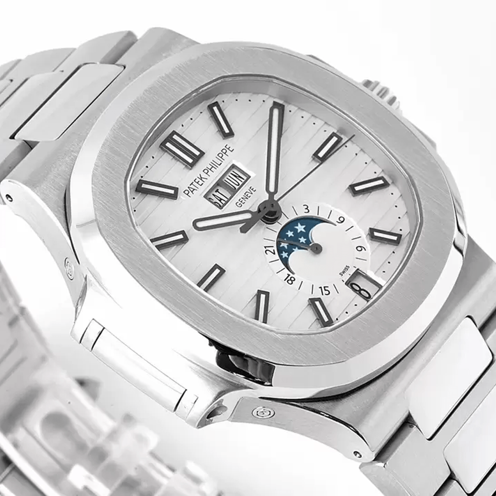파텍필립 노틸러스 문페이즈 화이트 다이얼 SS 브레이슬릿 5726