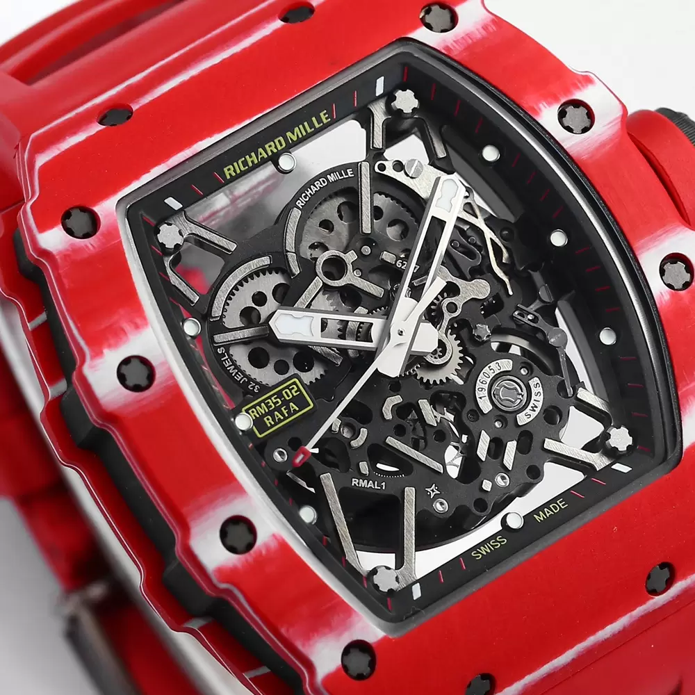 리차드밀 라파엘 나달 레드 카본 스켈레톤 다이얼 레드 러버 스트랩 RM35-02