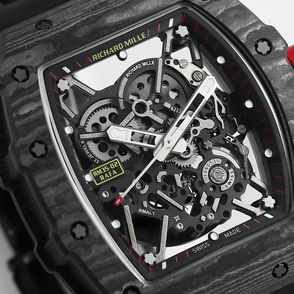 리차드밀 라파엘 나달 블랙 카본 스켈레톤 다이얼 블랙 러버 스트랩 RM35-02