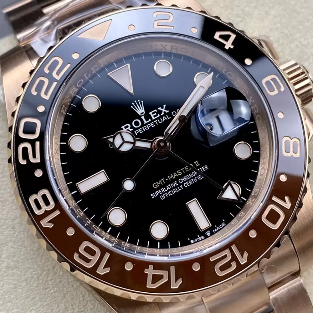 롤렉스 GMT 마스터2 루트비어 RG 금통 오이스터 브레이슬릿 40mm 126715 CHNR