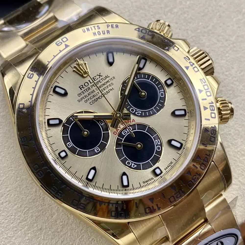 롤렉스 데이토나 크로노그래프 옐로우골드 다이얼 바인덱스 YG 금통 40mm 116508