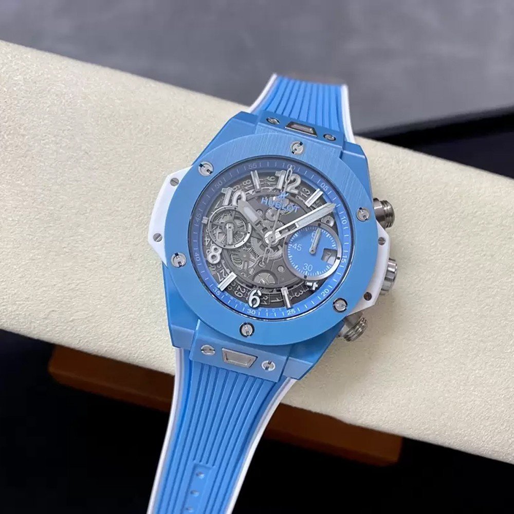 위블로 빅뱅 UNICO 티파니 블루 세라믹 러버 스트랩 42mm 441.EX.5120.RX