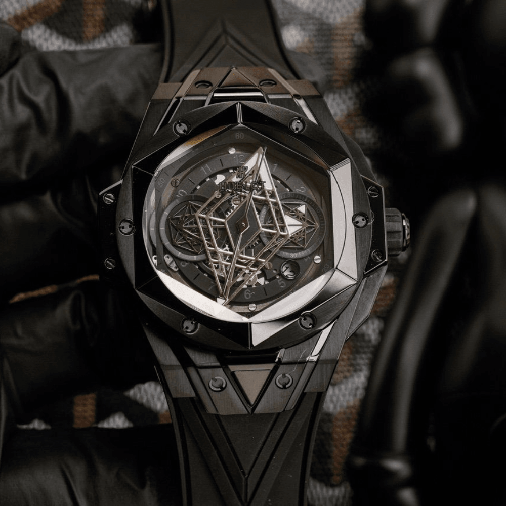 위블로 빅뱅 상 블루 II 블랙 티타늄 러버 스트랩 45mm 418.CX.1114.RX.MXM20