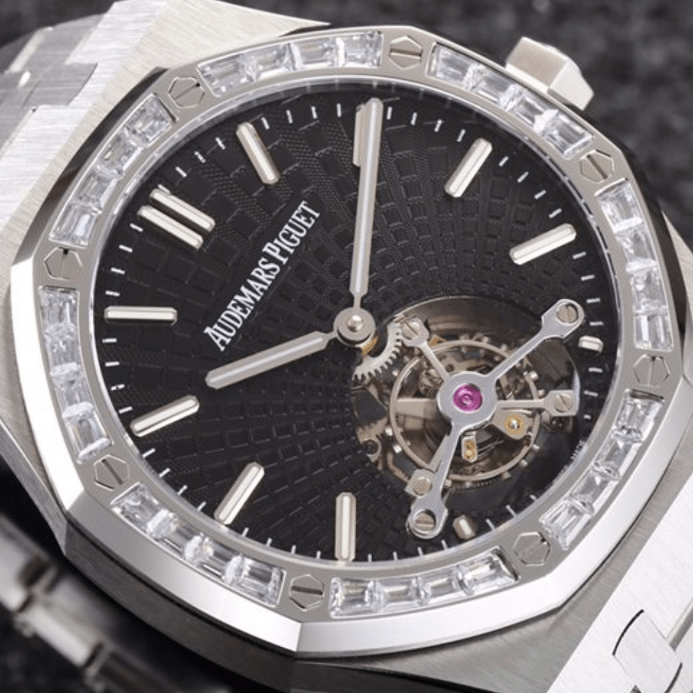 오데마피게 로얄오크 투르비옹 엑스트라씬 블랙 다이얼 다이아/쥬얼 베젤 SS 브레이슬릿 V3 41mm 26521BC