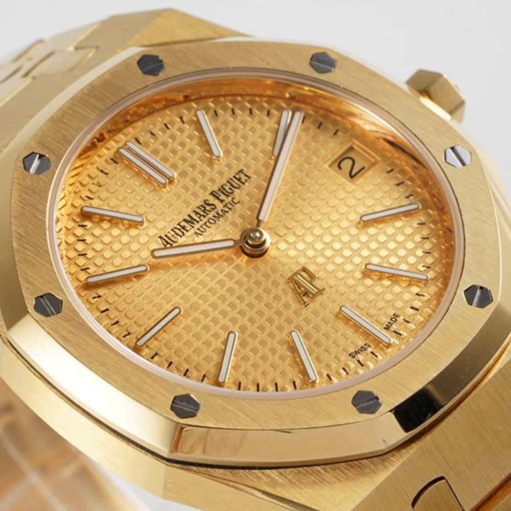 오데마피게 로얄오크 골드 텍스처 다이얼 금통 39mm 15202BA