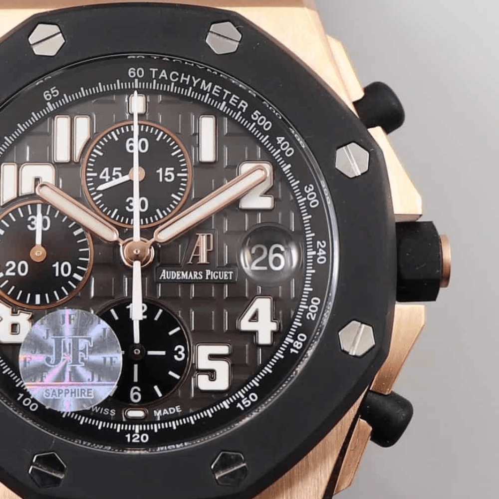 오데마피게 로얄오크 오프쇼어 블랙 다이얼 로즈골드 블랙 러버스트랩 V2 42mm 25940OK