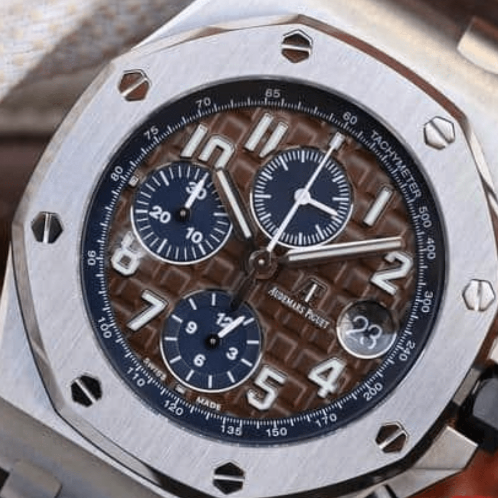 오데마피게 로얄오크 오프쇼어 브라운/블루 다이얼 스틸 브라운 가죽스트랩 V2 42mm 26470ST