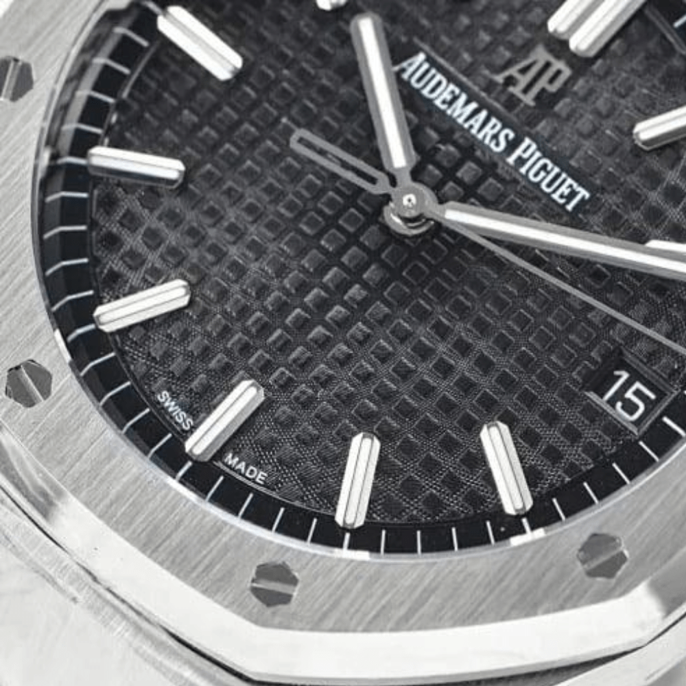 오데마피게 로얄오크 블랙 다이얼 스틸 SS 브레이슬릿 41mm 15500ST