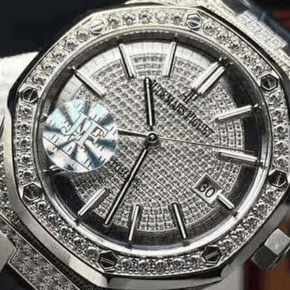 오데마피게 로얄오크 풀다이아 블루 가죽 스트랩 41mm 15452