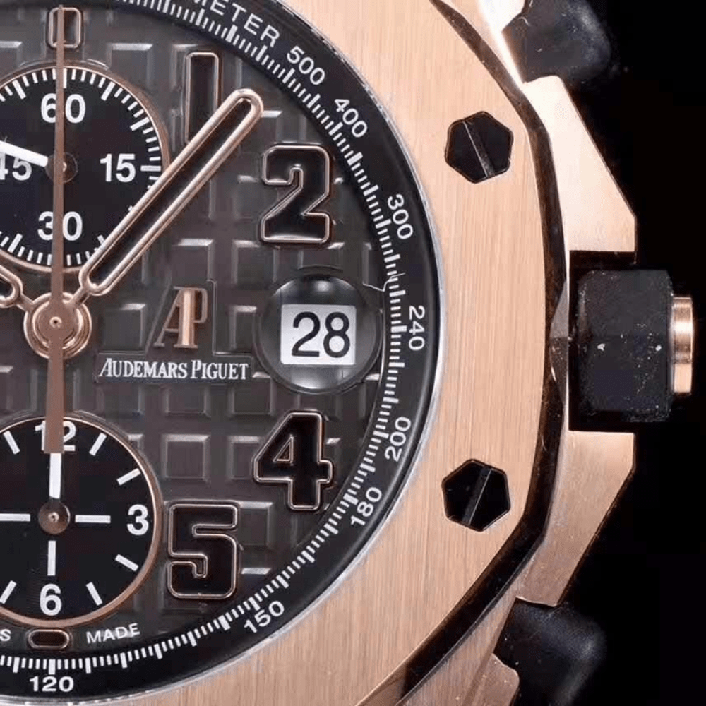 오데마피게 로얄오크 오프쇼어 그레이 다이얼 로즈골드 가죽 스트랩 42mm 26170ST