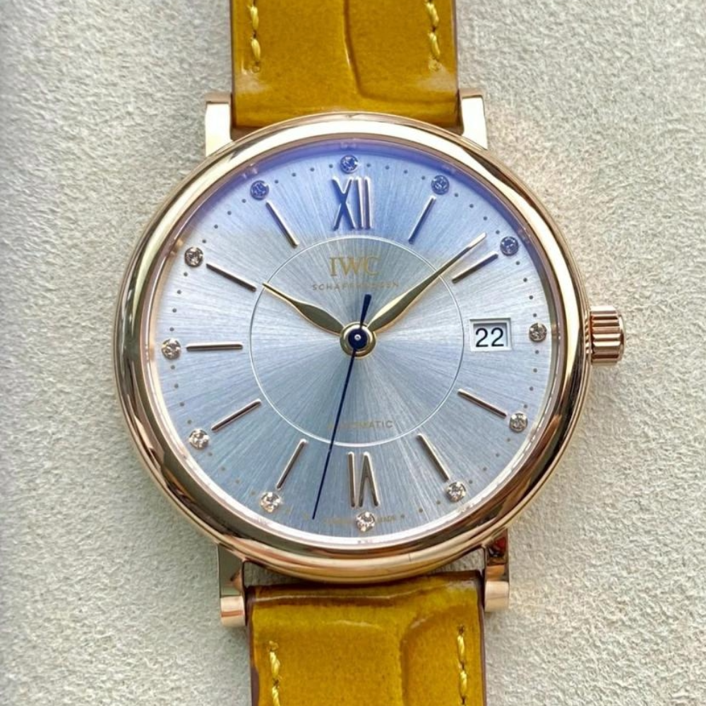 IWC 포르토피노 레이디 로즈골드 그레이 다이얼 레더 스트랩 37mm IW458116