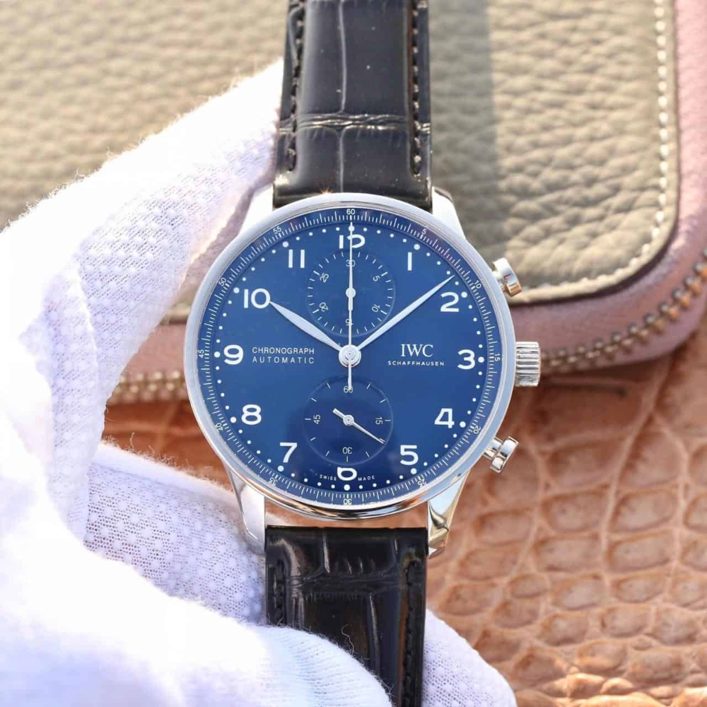 IWC 애니버서리 포르투기저 크로노그래프 150주년 기념 에디션 레더 스트랩 40mm IW371601