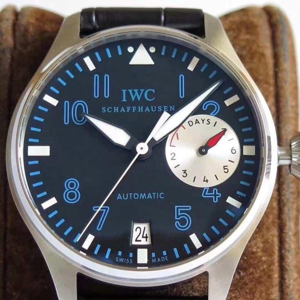 IWC 빅 파일럿 헤리티지 티타늄 블루 다이얼 레더 스트랩 46mm IW500431