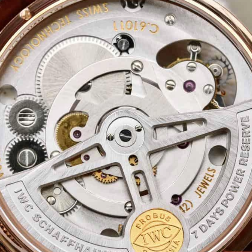 IWC 포르투기저 투르비옹 로즈골드 화이트 다이얼 레더 스트랩 44mm IW5463