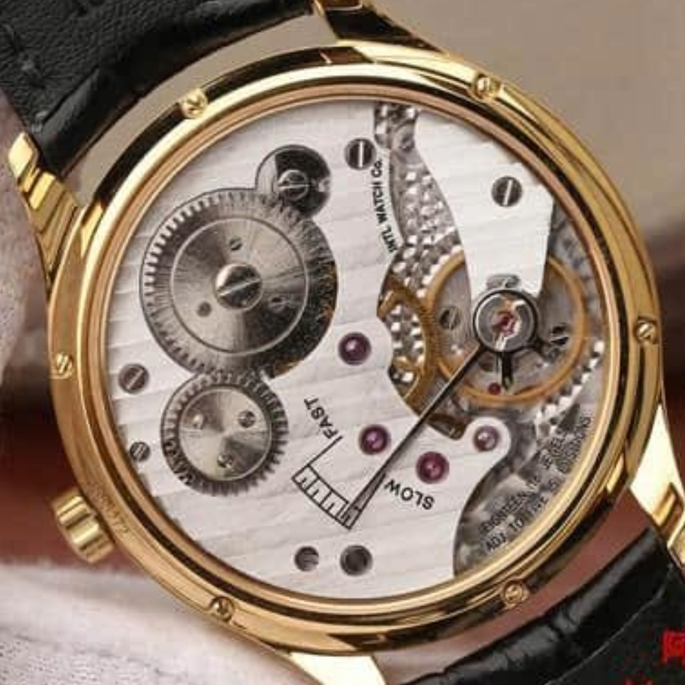 IWC 포르투기저 존스 소드 골드 화이트/블랙 다이얼 레더 스트랩 44mm IW545408