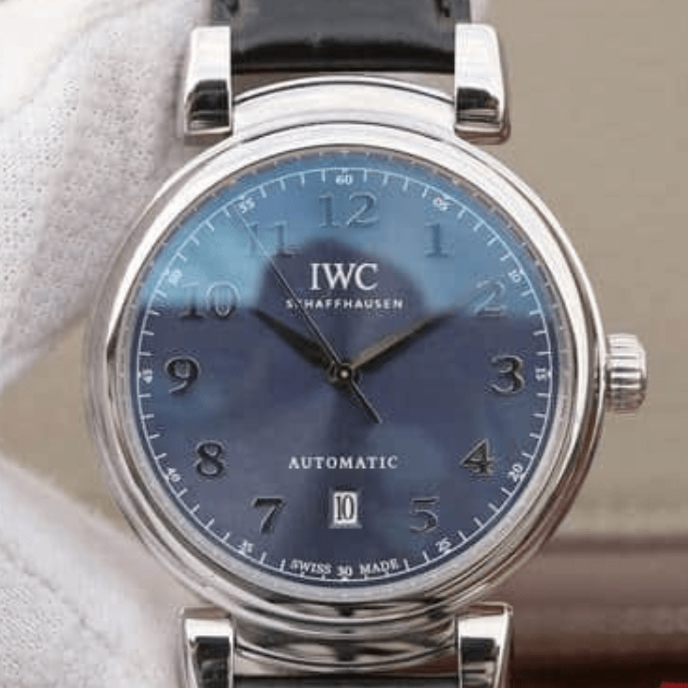 IWC 다빈치 스틸 블 루다이얼 레더 스트랩 40mm IW458312