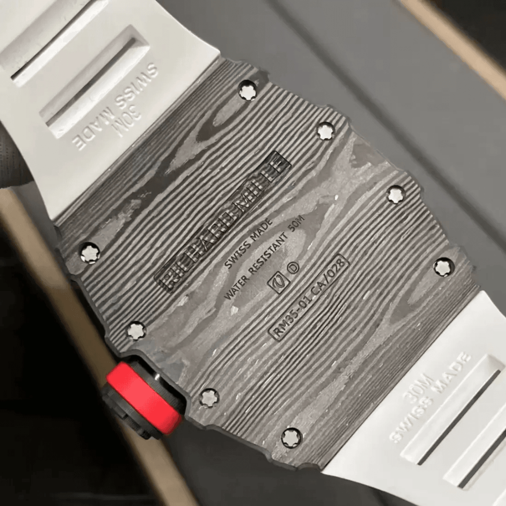 리차드밀 라파엘 나달 블랙 카본 스켈레톤 다이얼 화이트 러버 스트랩 RM35-01