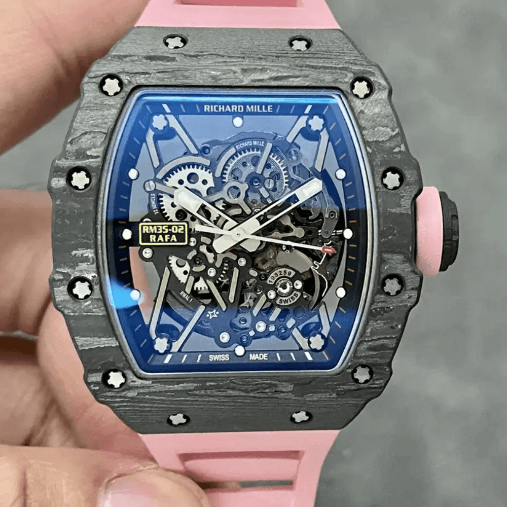 리차드밀 라파엘 나달 블랙 카본 스켈레톤 다이얼 핑크 러버 스트랩 RM35-02