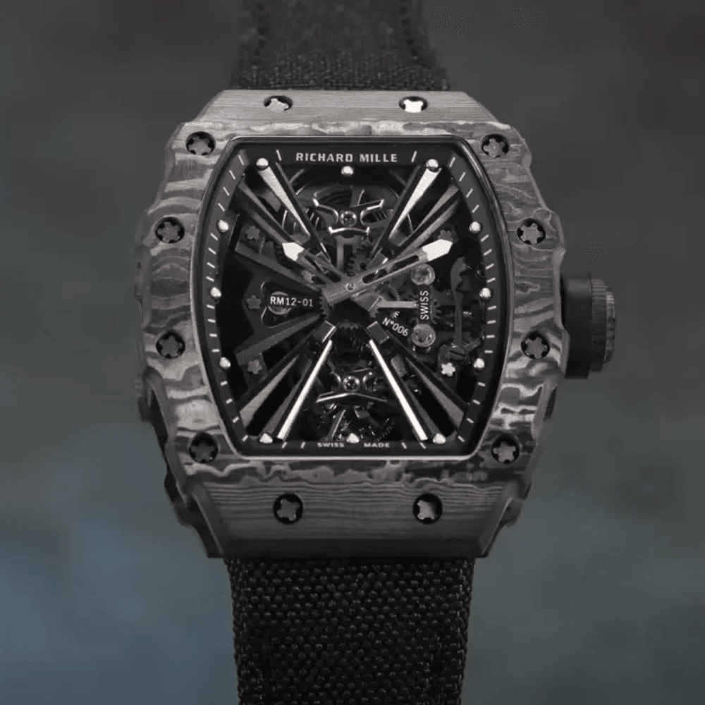 리차드밀 투르비옹 블랙 카본 블랙 우븐 스트랩 RM12-01