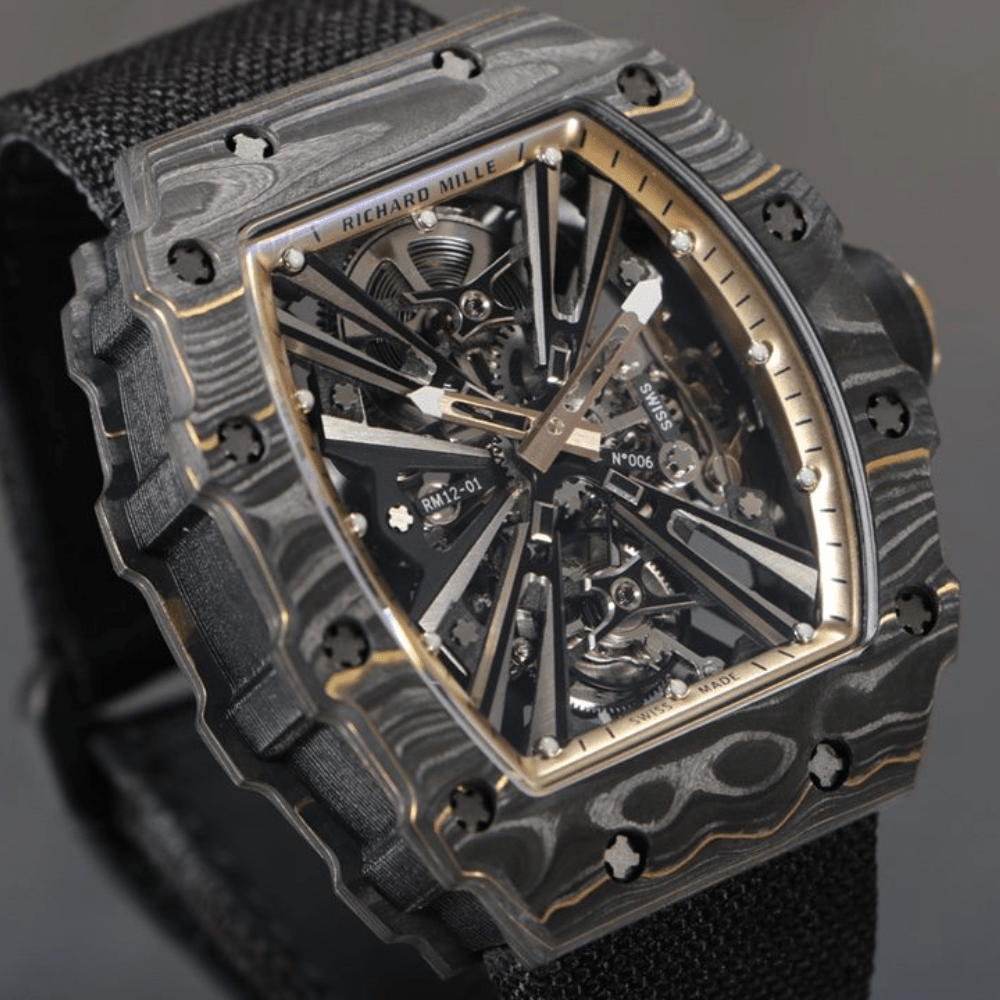 리차드밀 블랙 NTPT 카본 투르비옹 블랙 우븐스트랩 RM12-01