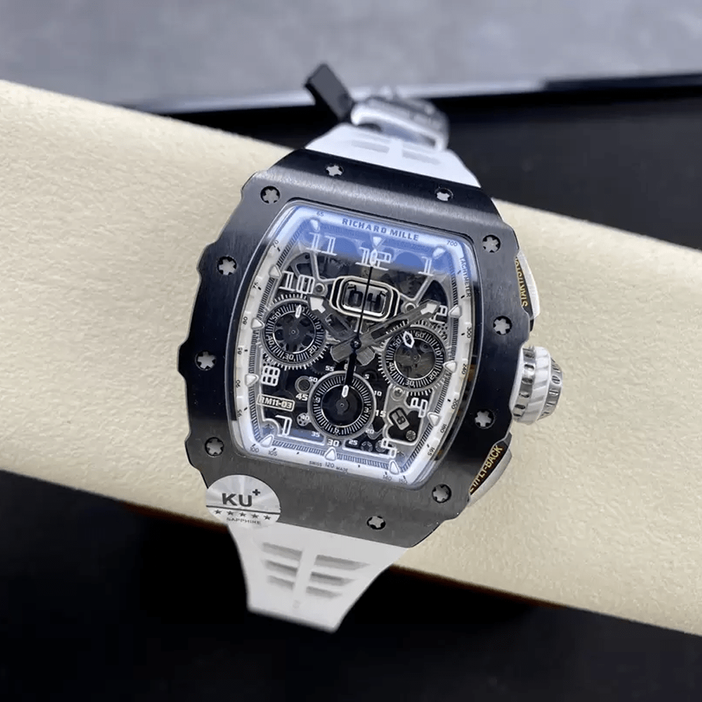 리차드밀 블랙 세라믹 스텔레톤 다이얼 화이트 러버밴드 v5 RM11-03