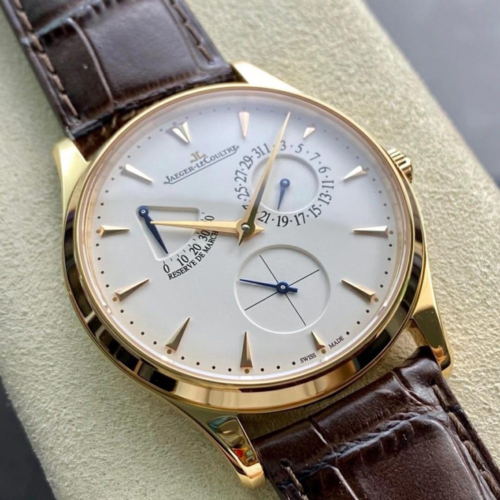 예거 르쿨트르 마스터 울트라 씬 레저브 드 마르쉐 로즈골드 레더 스트랩 39mm Q1378420
