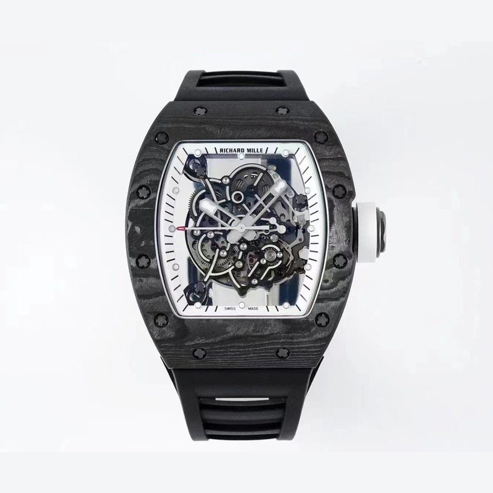 리차드밀 부바왓슨 블랙 NTPT 카본 스켈레톤 다이얼 블랙 러버밴드 RM-055