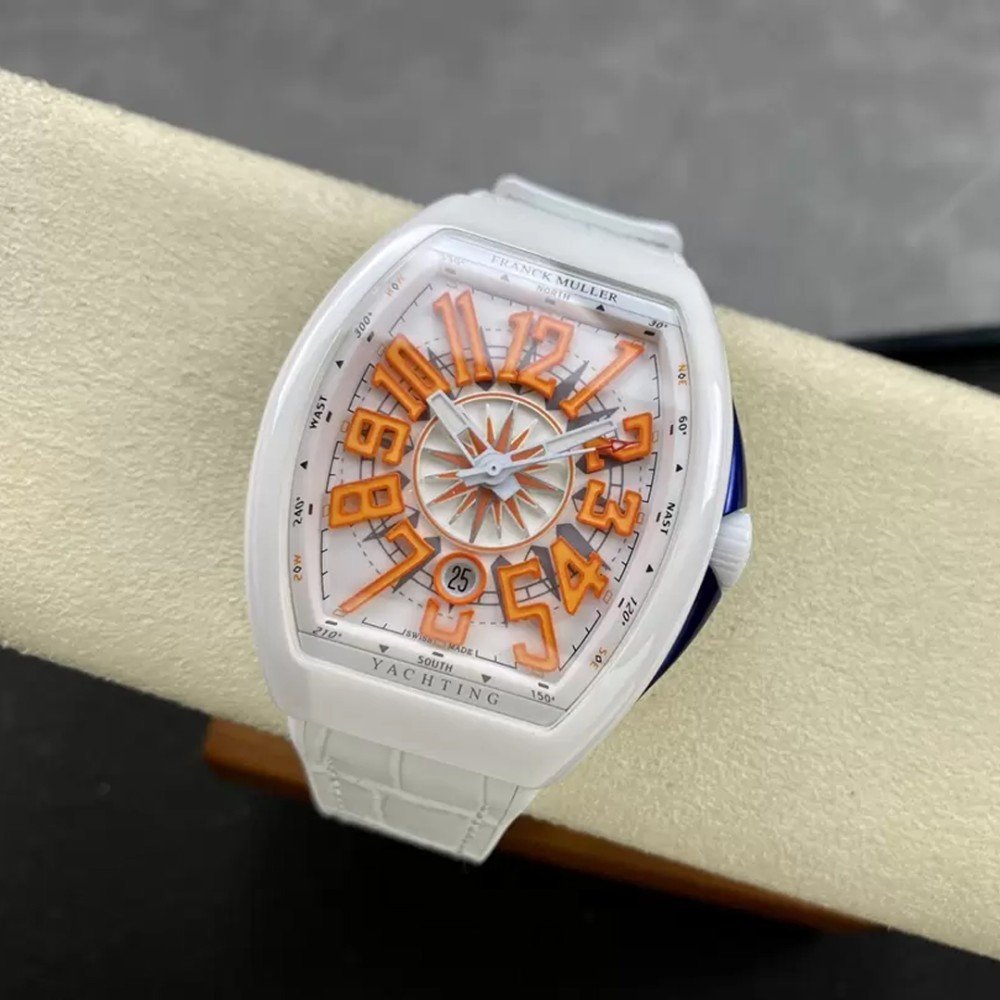 프랭크 뮬러 뱅가드 화이트 세라믹 오렌지 포인트 다이얼 한정판 45mm V45