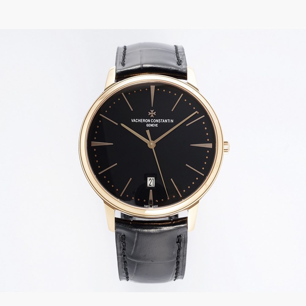 바쉐론 콘스탄틴 헤리티지 패트리모니 로즈골드 블랙 다이얼 레더 스트랩 40mm 85180/000J-9231