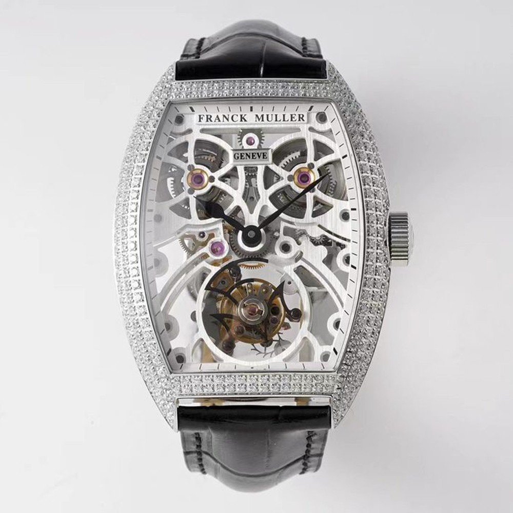 프랭크 뮬러 스켈레톤 투르비옹 한정판 다이아 베젤 40mm 8889 TF SQT BR