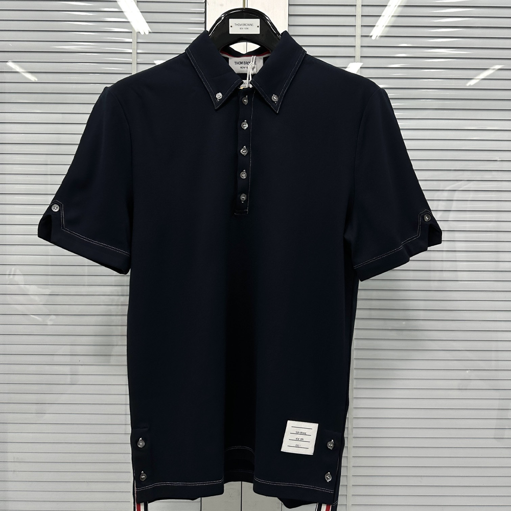 톰브라운 테크니컬 울 반팔 폴로 셔츠