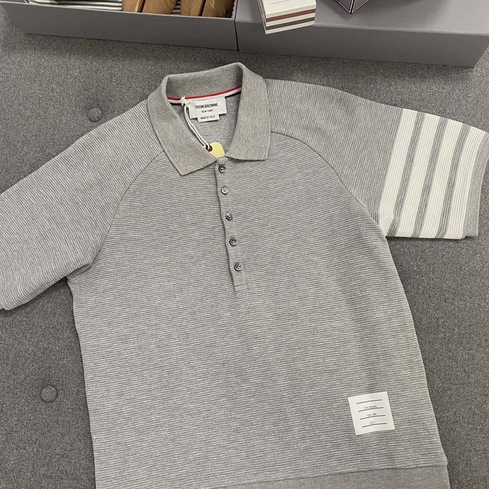 톰브라운 4바 와플 폴로 반팔 티셔츠