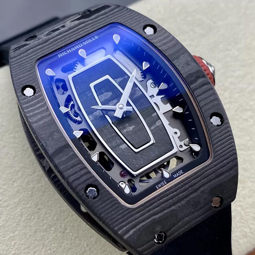 리차드밀 블랙 NTPT 카본 스켈레톤 다이얼 블랙 러버밴드 여성용 RM07-01