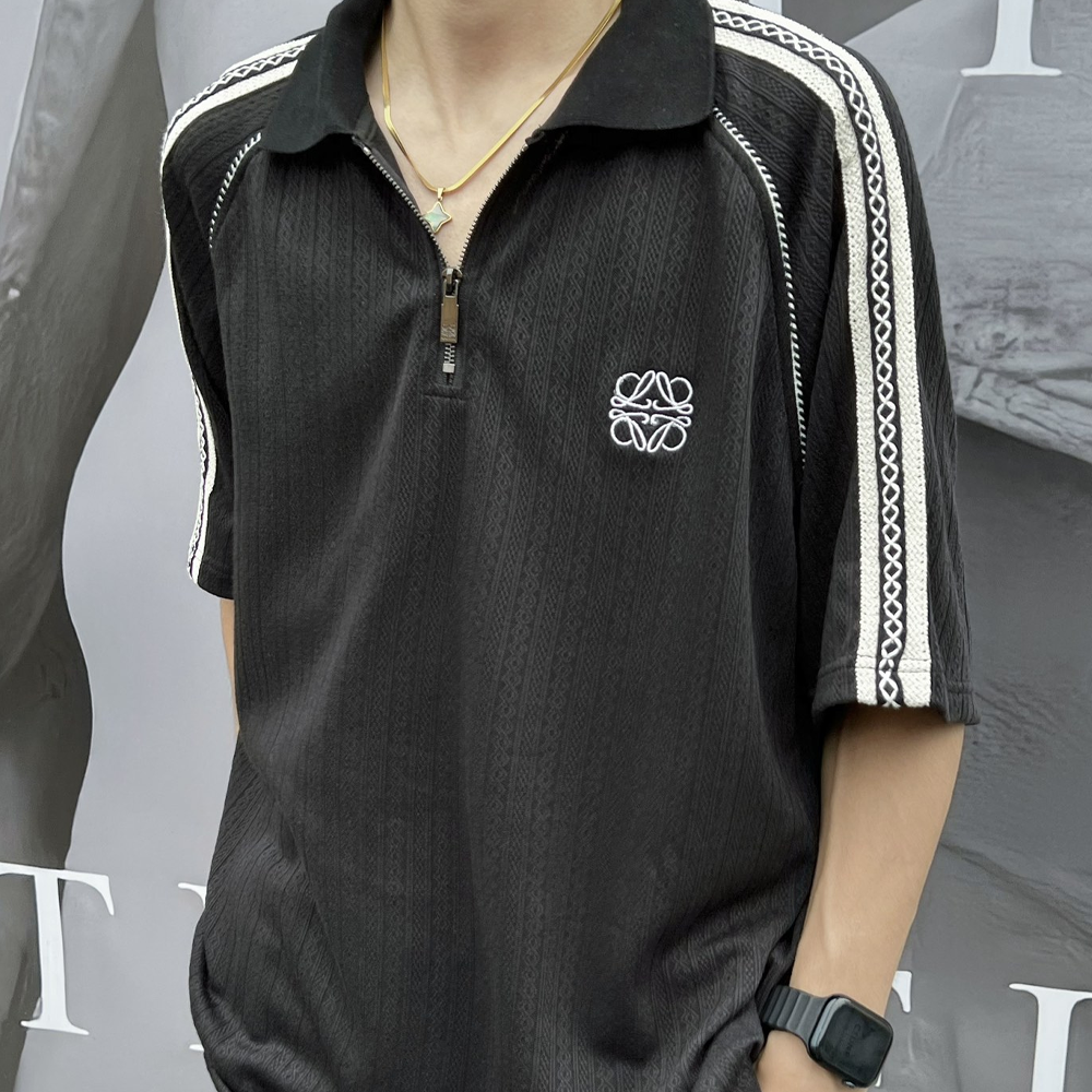 로에베 24SS 트위스트 폴로 반팔 티셔츠 블랙