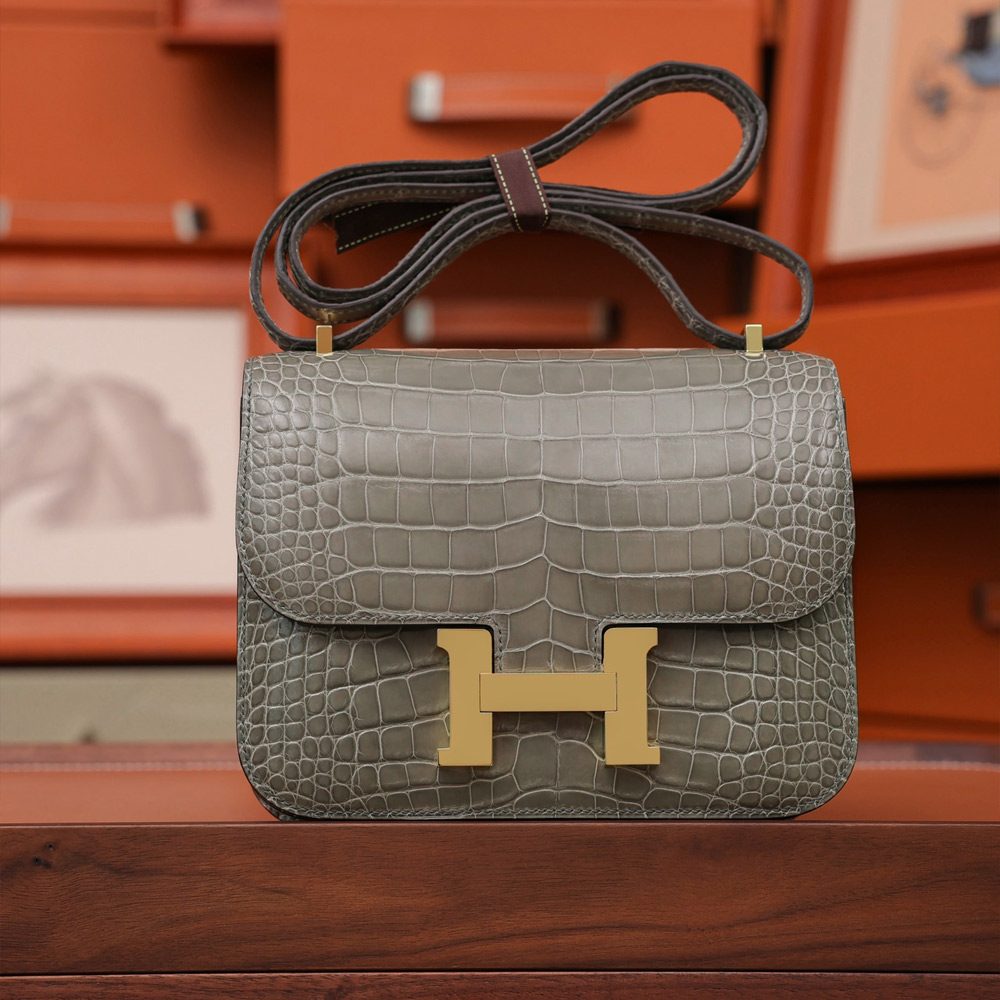 에르메스 올수공 엘리게이터 콘스탄스 골드 하드웨어