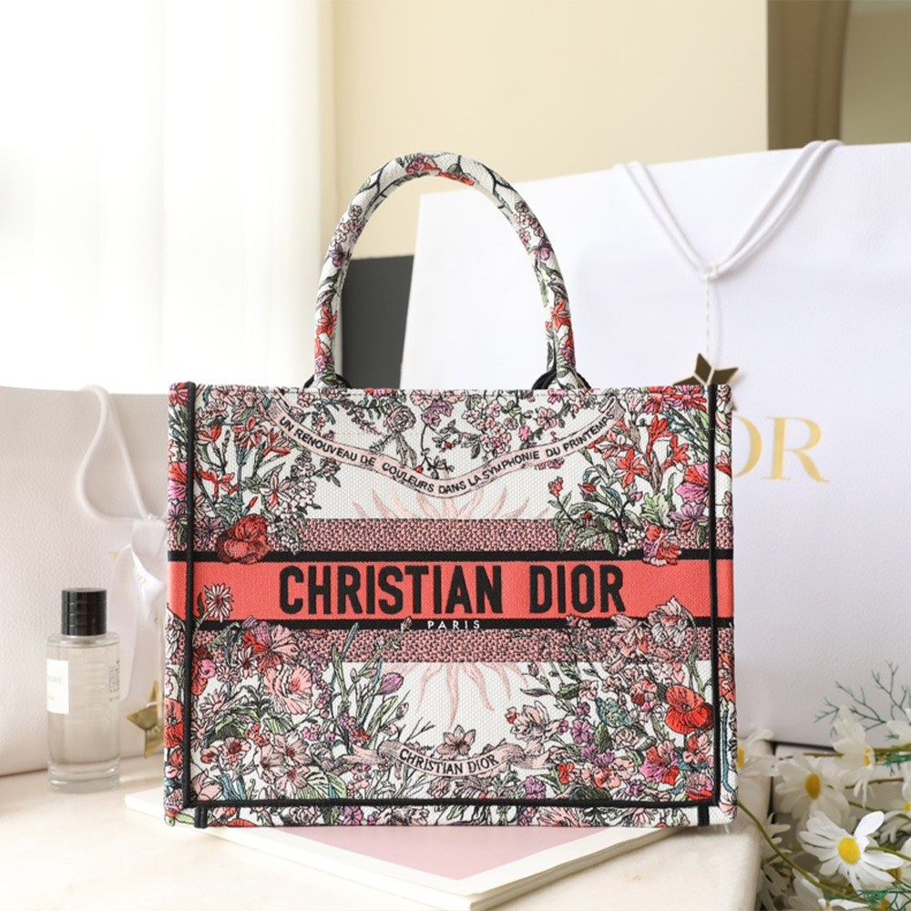 디올 Maria Grazia Chiuri 자수 북 토트 미디엄 백