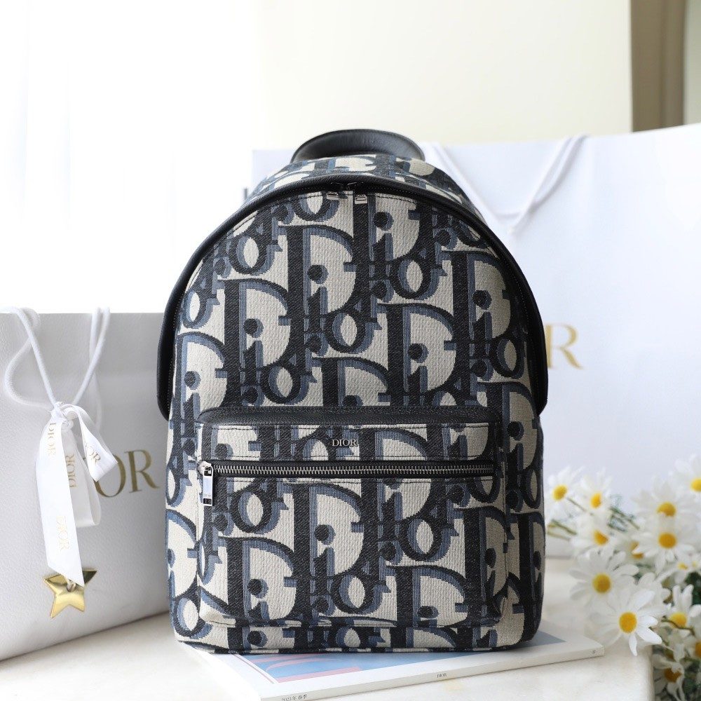 디올 오블리크 자카드 라이더 백팩 화이트