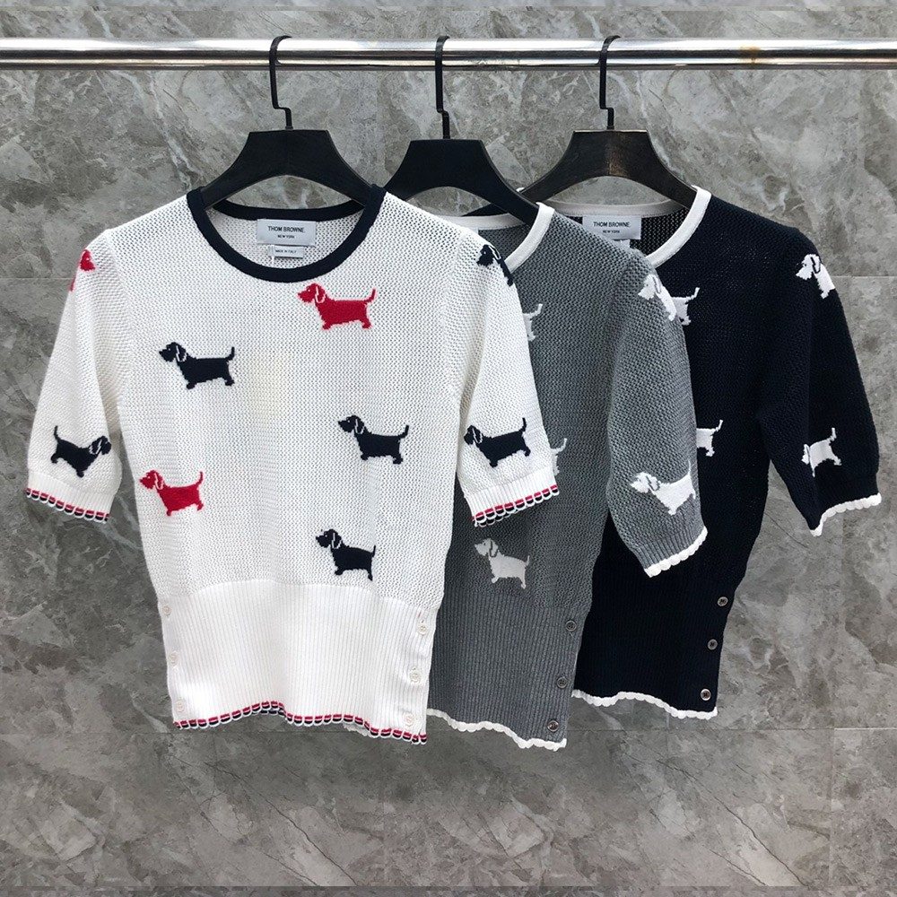 톰브라운 24SS 강아지 로고 니트 반팔