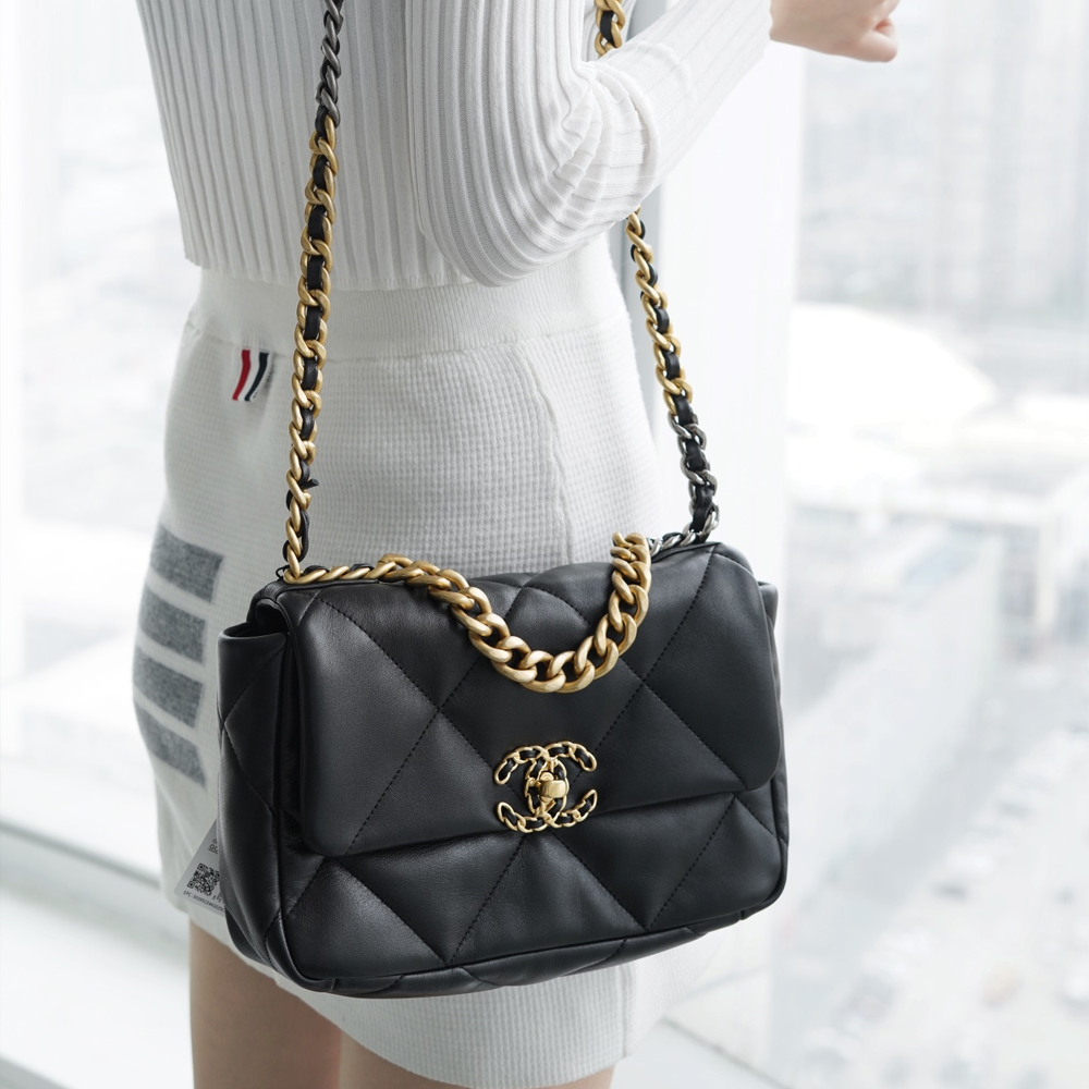 팬더샵 샤넬 19백 스몰 체인 램스킨 블랙