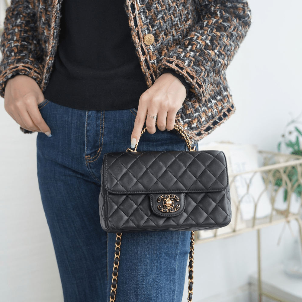 팬더샵 샤넬 24C 클래식 미니 탑 핸들 금장