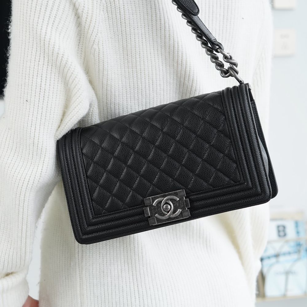 팬더샵 샤넬 캐비어 보이백 라지 실버 버클