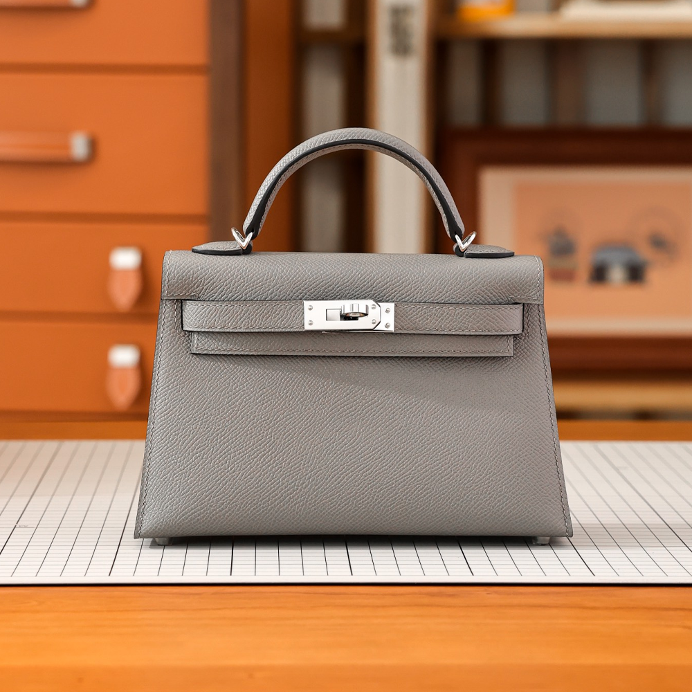 에르메스 올수공 미니 켈리  앱송 그레이 팔라듐 하드웨어