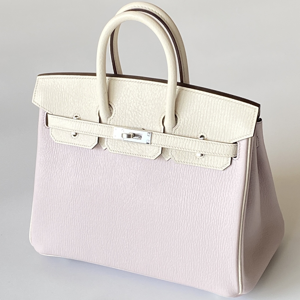 에르메스 올수공 버킨 25 투톤 핑크/화이트 스페셜 오더 쉐브르 가죽