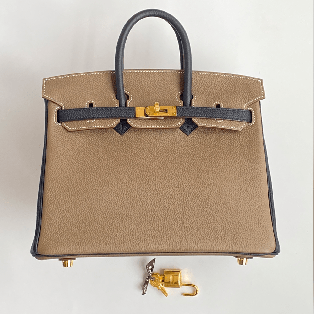에르메스 올수공 버킨 25 투톤 브라운/네이비 스페셜 오더 쉐브르 가죽