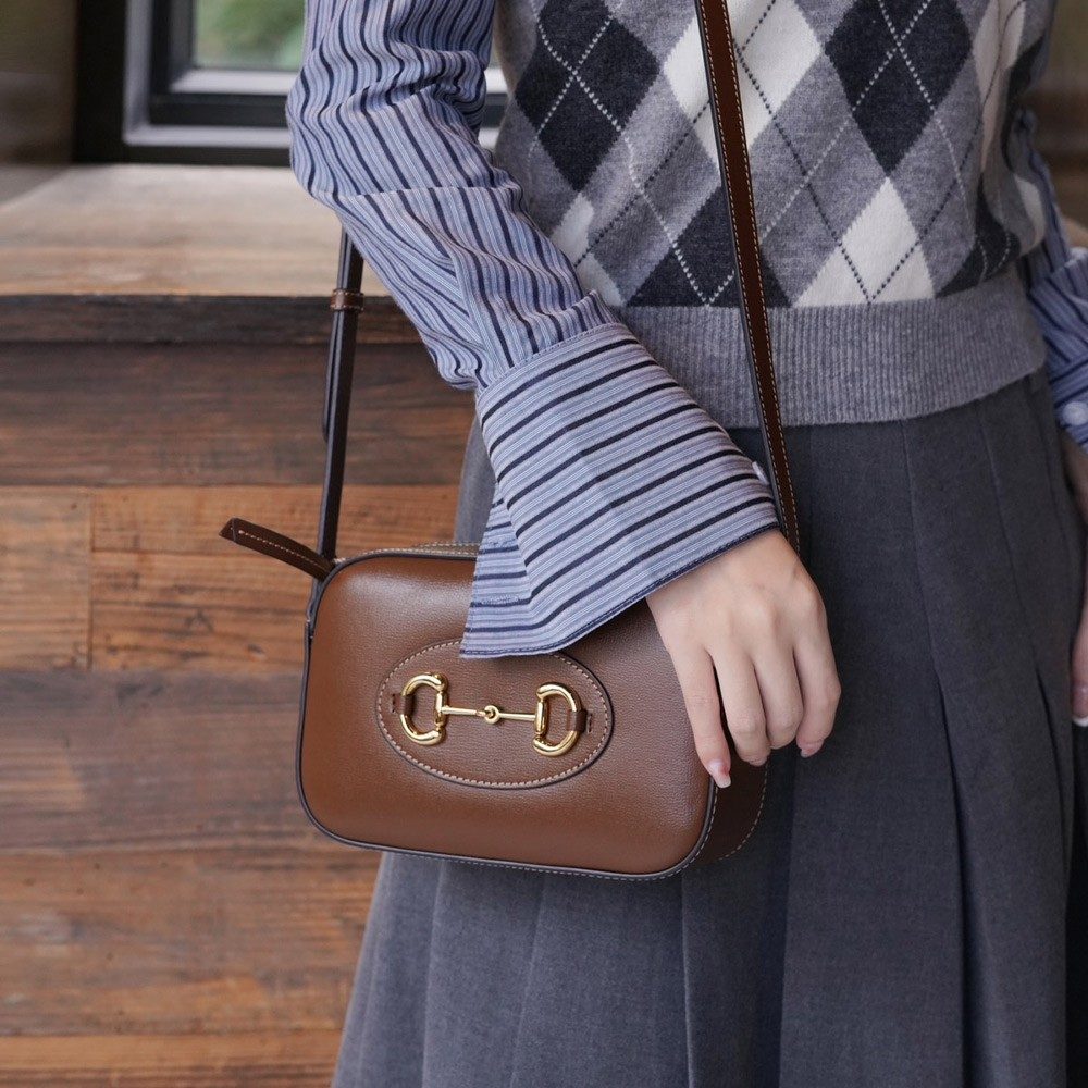 구찌 홀스빗 1955 스몰 숄더백 브라운 760196