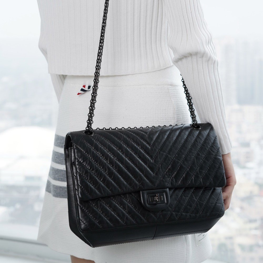 팬더샵 샤넬 2.55 플랩백 라지 빈티지 블랙 A37586