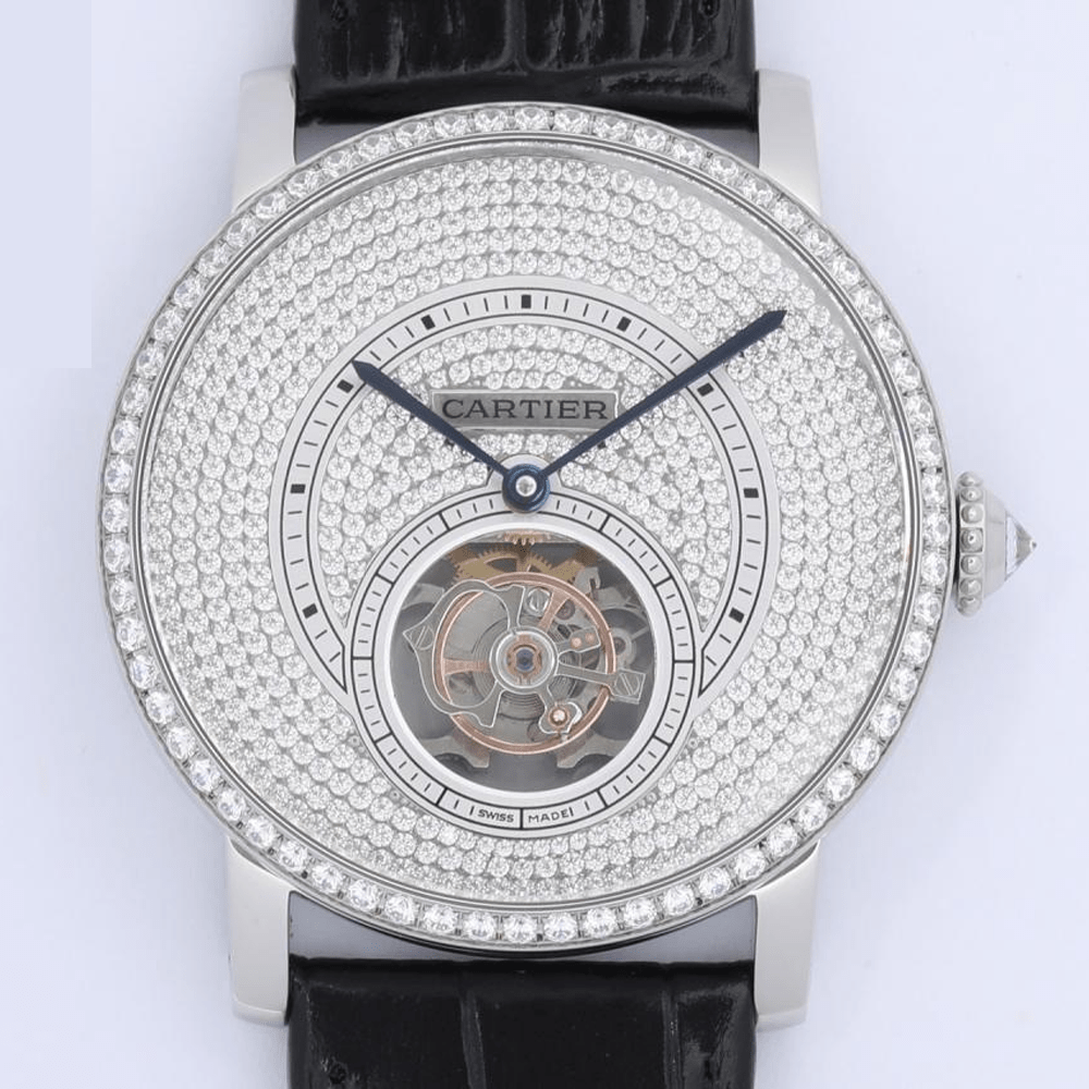 까르띠에 로통드 드 까르띠에 투르비옹 플라잉 풀다이아세팅 40mm  HPI00592