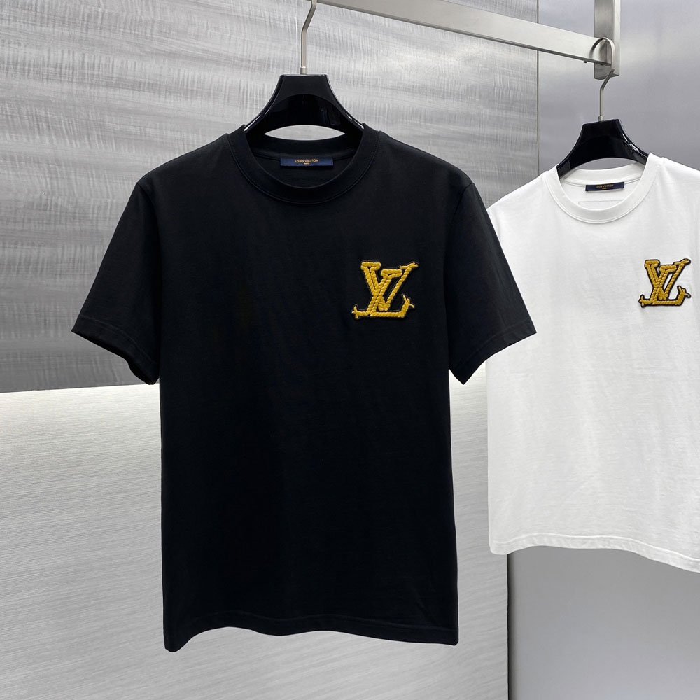 루이비통 24SS 밧줄 자수 로고 반팔 티셔츠