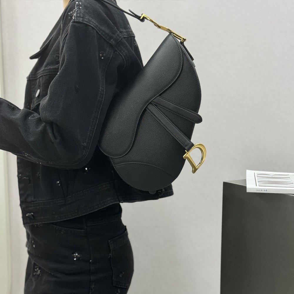 디올 새들 미듐 호보백 블랙