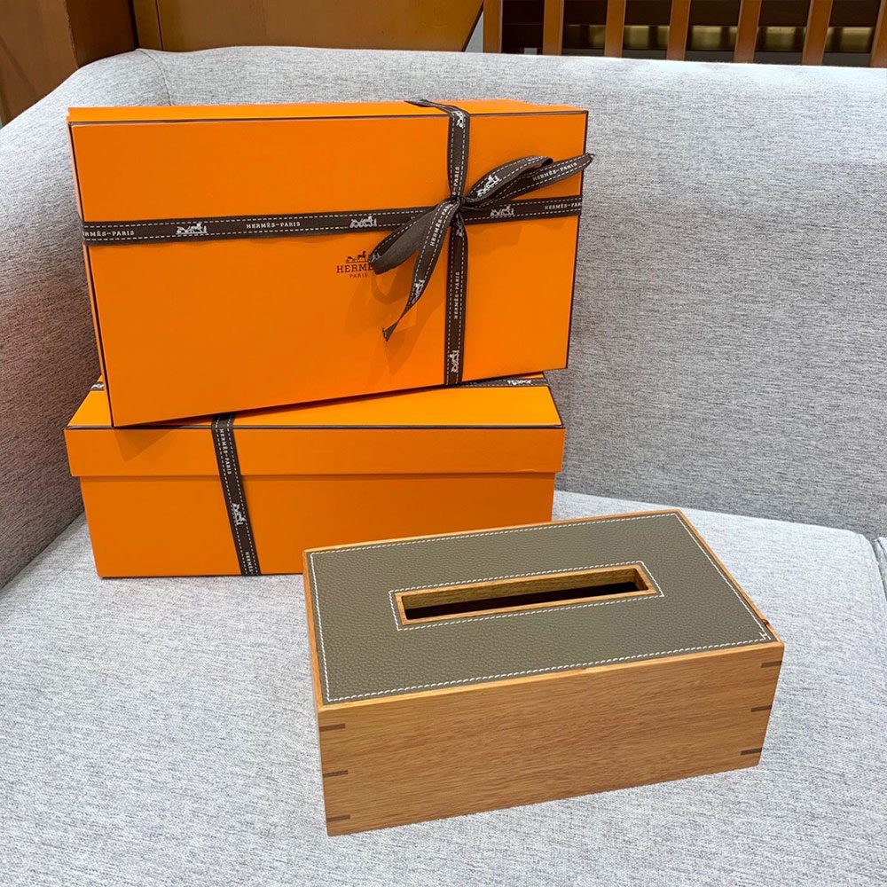 에르메스 원목 티슈 박스 그레이